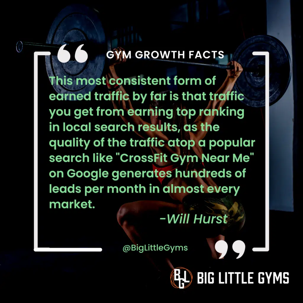 earned traffic for gyms - gym marketing tips